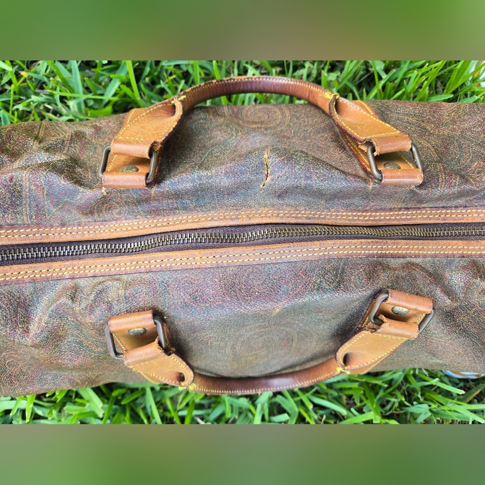Etro Vintage 16” Travel Duffle Bag – Paisley & Leather – Rehab Project - Picture 12 of 15